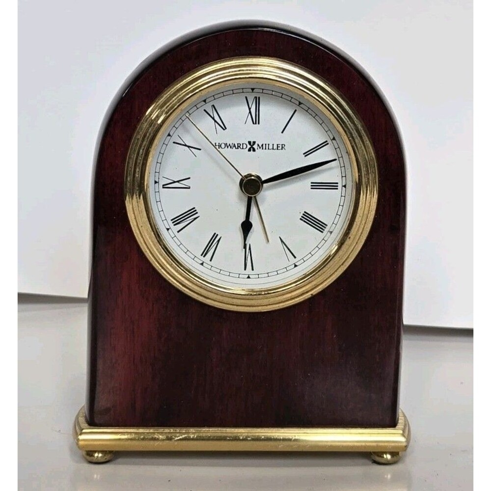 Howard Miller Rosewood Gold Trim Arch Style Table Alarm Clock
